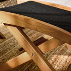 Modway Vienna Outdoor Patio Teak and Rope Folding Ottoman - Natural/Black-Weather-Resistant