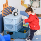Qaba - Organiseur de jouets pour enfants à 3 niveaux avec 3 bacs de rangement en plastique - Bleu-Facile à ouvrir et à fermer, ce qui le rend adapté à votre chéri 