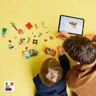 LEGO Bluey: Bluey’s Beach & Family Car Trip-Many ways to play - kids help bluey and bingo build a sandcastle and try on the sand-mermaid tail while mum relaxes in the reclining chair. Fun accessories, like an umbrella and surfboards, inspire creative storytelling