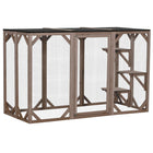 PawHut 71" L Catio Outdoor Cat Enclosure - Camel-Suitable for indoor and outdoor use 