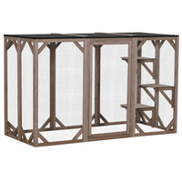PawHut 71" L Catio Outdoor Cat Enclosure - Camel-Suitable for indoor and outdoor use 