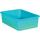 Teacher Created Resources Teal Confetti Large Plastic Storage Bin - 3 Pack-Keep books, notepads, toys, games, and supplies in these decorative organizers that feature a sturdy plastic design.