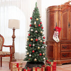 HOMCOM - Arbre de Noël artificiel de 6pi avec 618 branches et base en métal-Feuilles vertes peintes en blanc pour un effet de neige 