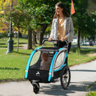 Aosom - Remorque vélo bébé 3 en 1 2 places haute visibilité - Bleue-Poches de rangement facilitant le transport de vos effets personnels 