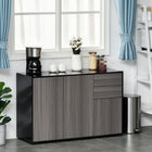 HOMCOM 46.1" L High Gloss Buffet Sideboard with 2 Drawers - Grey and Black-Suitable for the living room, dining room, and office
