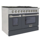 Kucht 48" KNG Series Pro Style Propane Gas Range - Stainless Steel/Cement Grey-Product dimensions 27.75" L x 48" W x 36" H