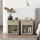 Manhattan Comfort Evelyn 20" Modern 1-Drawer Nightstand 2-Piece Set - Natural-Includes 1 Open Shelf and 1 Full Extension Drawer