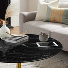 Modway Lippa 36" Round Faux Marble Coffee Table - Gold Black-Non-Marking Felt Pad