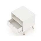 Manhattan Comfort Rockefeller 20.08" Mid-Century Modern 1-Drawer Nightstand 2-Piece Set - White-Perfect for Storage or Display Items