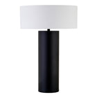 Hudson&Canal - Lampe de table Wells de 61 cm de haut avec abat-jour en tissu - Bronze noirci/blanc-Design moderne du milieu du siècle pour votre salon, votre espace de travail ou votre table de chevet