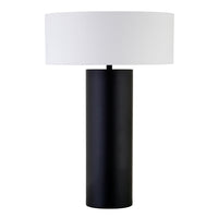 Hudson&Canal - Lampe de table Wells de 61 cm de haut avec abat-jour en tissu - Bronze noirci/blanc-Design moderne du milieu du siècle pour votre salon, votre espace de travail ou votre table de chevet