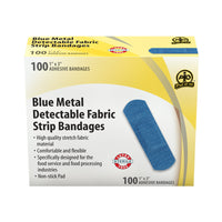 Wasip Met. Det. Fabric Strip Bandage - 7.5cm x 2.5cm - 100 Pack-Specially designed for the food services and food processing industries