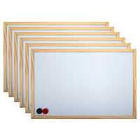 Office Works - Ensemble de grand tableau blanc magnétique effaçable à sec en bois-Ensemble: livré avec deux attaches en métal pour un affichage mural facile et 2 aimants ronds (x1 rouge et x1 noir)