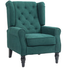 HOMCOM Fabric Accent Chair with Wood Legs - Rolled Arms for Bedroom - Dark Green-Great for living room, bedroom, office, meeting room and more
