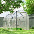 Outsunny - Serre tunnel 6,6 pi x 10 pi x 6,6 pi avec porte enroulable et fenêtres en maille-La porte enroulable et les fenêtres en maille facilitent l'accès et permettent à l'air d'entrer  
