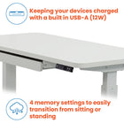 Motionwise M2 Series 48"W Electric Sit-Stand Desk with Dual Motors and Pull-Out Drawer - White-Frame is steel constructed with a beautiful powder coat finish sporting an impressive lift capability of 225 lbs