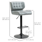 HOMCOM Adjustable Bar Stools with Footrest and Back - Grey - 2 Pack-The swivel seat has a 360-degree rotation
