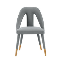Manhattan Comfort Neda 20.87" Modern Velvet Upholstered Dining Chair - Grey-Modern Dining Chair for Dining Room and Task Chair Usage