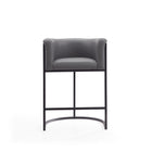 Manhattan Comfort Cosmopolitan 23.7" Mid-Century Modern Faux Leather Upholstered Counter Stool - Grey and Black - 3 Pack-Includes Footrest Base