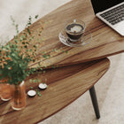 HOMCOM - Tables basses gigognes avec pieds en acier - brun - Paquet de 2-À utiliser comme tables basses ou tables d’appoint