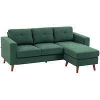 HOMCOM - Canapé sectionnel en forme de L avec méridienne - vert foncé-La méridienne change facilement de côté pour s'adapter à la configuration de votre salon 