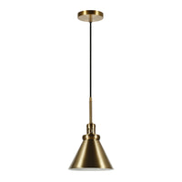 Hudson&Canal Zeno 8.5" Wide Pendant with Metal Shade - Brass/Brass-Industrial design for your entryway, foyer, or kitchen