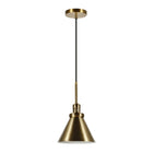 Hudson&Canal - Suspension Zeno de 21,6 cm de large avec abat-jour en métal - Laiton/laiton-Design industriel pour votre entrée, votre foyer ou votre cuisine