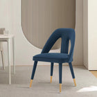 Manhattan Comfort - Chaise de salle à manger moderne Neda 53 cm en velours capitonné - Bleu minuit-Cadre en bois d’orme de haute qualité avec embouts en métal doré brossé pour l’élégance et la durabilité