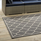 Modway Avena Moroccan Quatrefoil Trellis Indoor/Outdoor Area Rug - 5 ft W x 8 ft L - Grey/Beige-Gripping Rubber Underside 