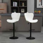 HOMCOM Adjustable Swivel PU Leather Bar Stools - White - 2 Pack-Wide seat with PU leather cover and thick padding for high comfort

