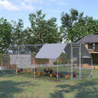 PawHut - Poulailler en métal pour 15-18 poules, enclos à poules avec toit-Un enclos spacieux offre suffisamment d’espace pour les poules, les canards, les lapins et plus encore 