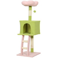 PawHut - arbre à chat fleur 48 po - tour d’intérieur avec perchoir en forme de fleur-Comprend un condo et un perchoir en forme de fleur, offrant deux espaces de repos douillets 