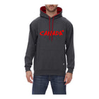 Cool Canuck Hoody - Grey with Red Canada Embroidery - L-Double-needle stitched, 2 x 1 ribbed collar, cuffs and waistband
