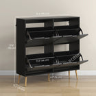 HOMCOM Shoe Cabinet with 4 Flip Drawers - Black-Robust particleboard with solid wood base