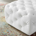 Modway Amour Tufted Button Square Faux Leather Ottoman - White-Ottoman Weight Capacity: 500 lbs