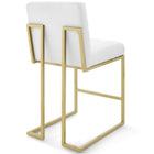 Modway Privy Gold Stainless Steel Upholstered Fabric Counter Stool - Gold White - Set of 2-Elegant Biscuit Tufting