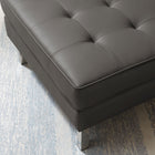 Modway Loft Tufted Vegan Leather Ottoman - Silver/Grey-Linear Biscuit Button Tufting