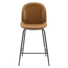 Modway - Scoop Jambe en acier revêtu de poudre noire Cuir végane Tabouret de comptoir - Tan-7