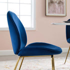 Modway Scoop Gold Stainless Steel Leg Performance Velvet Dining Chair - Navy-Stain Resistant Fabric