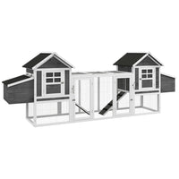 PawHut - poulailler extra large 123 po en bois pour volailles - gris-Le design à symétrie bilatérale offre un espace spacieux pour les poules 