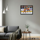 Leon Draisaitl and Connor Mcdavid Oilers Celebration - Framed Canvas - 31" x 22"-Ready to hang - arrives fully assembled
