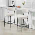 HOMCOM 27" Counter Height Bar Stools - Cream White - 2 Pack-Curved backrest and wide, thick seat offer all-around comfort and support
