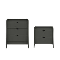 Manhattan Comfort - commode et table de chevet Coney style milieu du siècle moderne - gris - ensemble de 2-Ensemble de commode et table de nuit 2 pièces de style milieu du siècle pour chambre