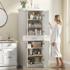 HOMCOM 72" H Modern Kitchen Pantry Cabinet with Shelves - White-Anti-tip design 