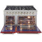 Kucht 48" KDF Series Pro Style Propane Ready Dual Fuel Range - Stainless Steel/Red-Full stainless steel finish with a professional handle and classic silver metal control knobs for a premium, durable look