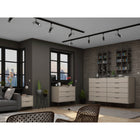Manhattan Comfort Rockefeller Mid-Century Modern Bedroom Dresser 3-Piece Set - Off White-Choose Your Handle Design When the Product is at Your Home! Option for Cut-Out Edge Handle, or Flush Design Look.