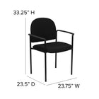 Flash Furniture Comfort Black Fabric Stackable Steel Side Reception Chair with Arms-Two Cross Braces support seat