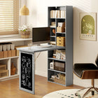 HOMCOM 38.6" Fold-out Convertible Computer Desk - Charcoal Grey-Suitable for your home office or study