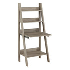 Monarch Specialties 7042 61" Computer Desk - Dark Taupe Ladder Style-Durably designed 61"h leaning ladder style computer desk in a wood-look taupe brown laminate, finished on all sides, which can securely attach to a wall with the included hardware.