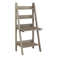 Monarch Specialties 7042 61" Computer Desk - Dark Taupe Ladder Style-Durably designed 61"h leaning ladder style computer desk in a wood-look taupe brown laminate, finished on all sides, which can securely attach to a wall with the included hardware.
